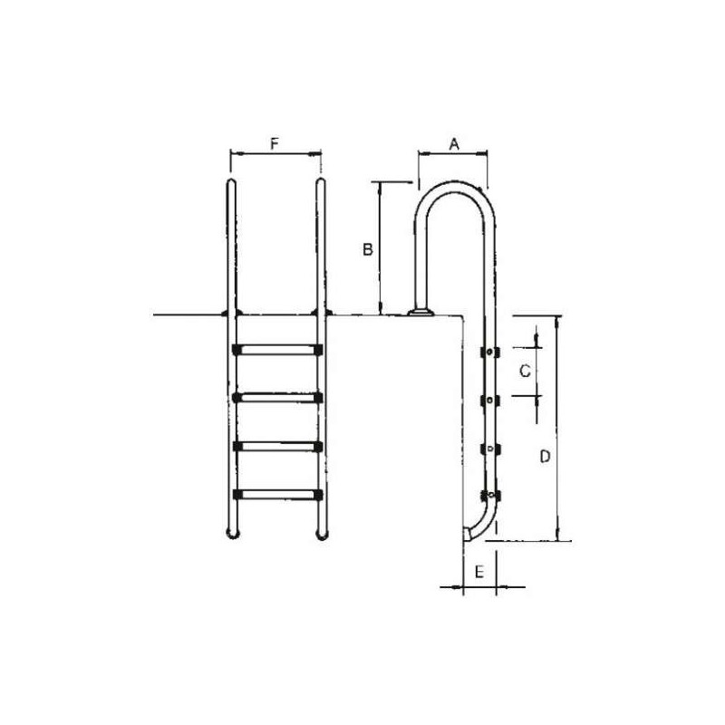 ESCALERA MURO 4 PELDAÑOS LUXE. 05482