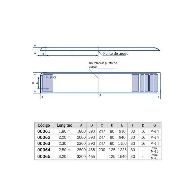 PLATAFORMA PFV ANCHO 0,40 M LONGITUD 1,8 M. 00061