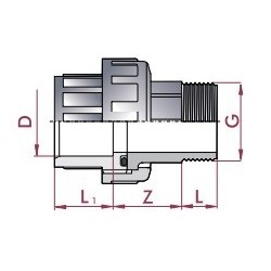 Enlace tres piezas mixto PVC D.63 a 2" RM Cepex