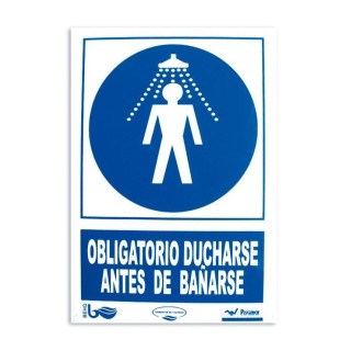 Cartel seguridad OBLIGATORIO DUCHARSE ANTES DE BAÑARSE. 101168