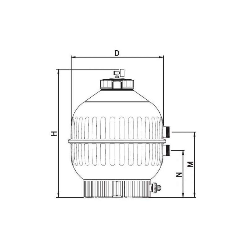 FILTRO CANTABRIC Ø 900 LATERAL SAL. 2 1 2 Válvula tornillos. 22402AN