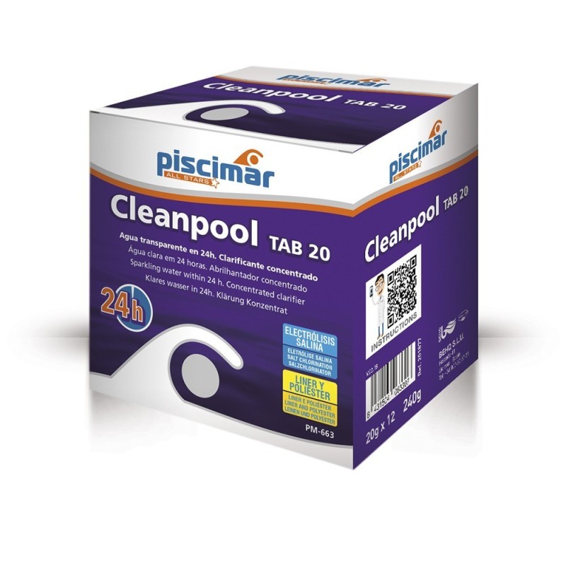 Floculante abrillantador Cleanpool TAB 20 Piscimar 100 ud. 201931